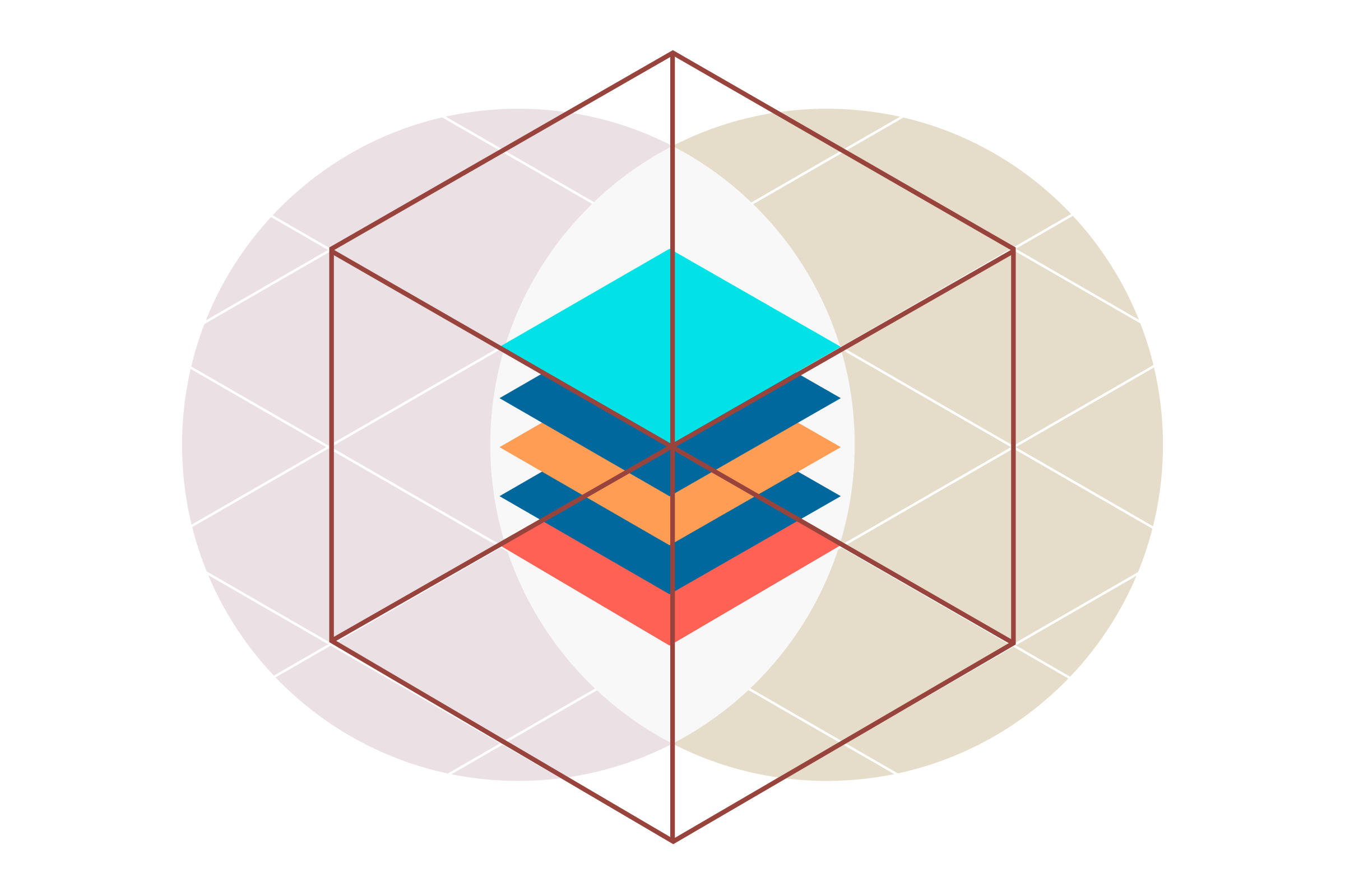 Illustration of a stack of colored squares inside a cube