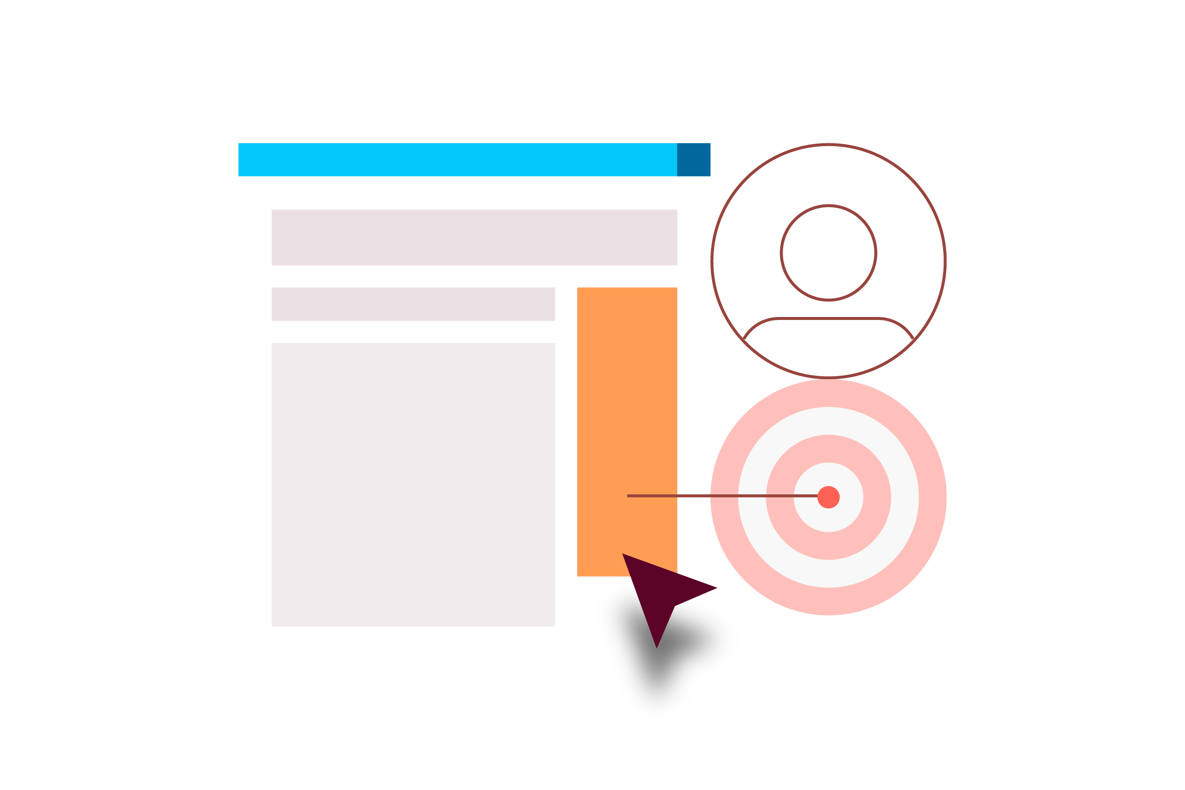 Illustration of a person looking at a targeted ad on a website