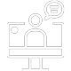 Icon of a person talking on a computer screen