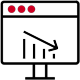 Icon of a computer displaying a downward trending graph