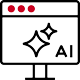 Icon of AI being used on a computer screen
